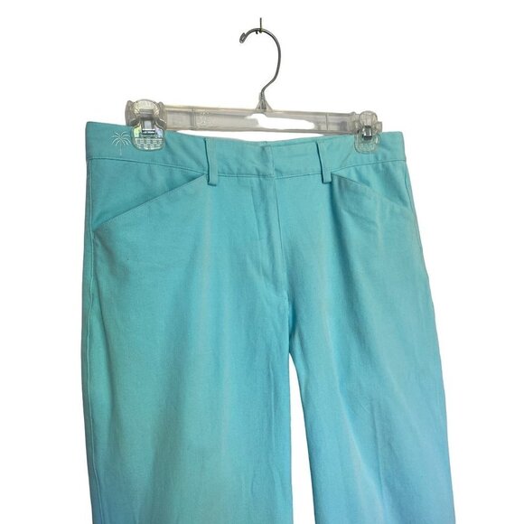 Lilly Pulitzer Nicole Turquoise Cropped Pants Size 4 - Picture 2 of 11